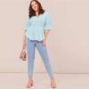 Elegant Ruffle Hem Swiss Dot Peplum Top - Image 5