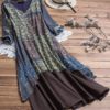 Floral Long Sleeve Patchwork Dress with Pockets - Image 2