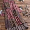 Floral Long Sleeve Patchwork Dress with Pockets - Image 4