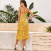 Floral Pleated High Waist Boho Wrap Long Dresses - Image 2