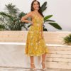 Floral Pleated High Waist Boho Wrap Long Dresses - Image 5