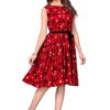 Formal Evening O-Neck Floral Pattern Party Mini Dress - Image 5
