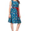 Formal Evening O-Neck Floral Pattern Party Mini Dress - Image 2