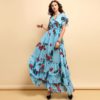 Fruit Printed Ruffles Elegant Holiday Long Dress