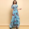 Fruit Printed Ruffles Elegant Holiday Long Dress - Image 2