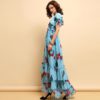 Fruit Printed Ruffles Elegant Holiday Long Dress - Image 5