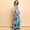Fruit Printed Ruffles Elegant Holiday Long Dress - Image 4