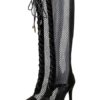High Heel Boots Pointed Toe Cut Out Lace Up Zipper Detail Sandal Boots