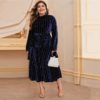 High Waist Glamorous Elegant Velvet A-line Dress