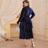 High Waist Glamorous Elegant Velvet A-line Dress - Image 2