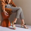 Lace Strips Print High Heels Sandals - Image 4