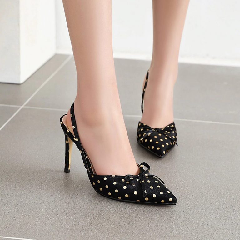 Polka Dot Thin Stilettos High Heels Sandals