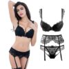 Sexy Lace Solid Underwear And Bra 3 pieces Set - Image 2