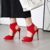 Sexy Peep Toe Stiletto High Heels Sandals - Image 2