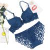 Sexy lace Inner cushion fashion 3/4 cup bra and brief underwear bra set