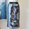 Silk Print Patchwork Wool Knitting High Waist Skirt