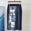 Silk Print Patchwork Wool Knitting High Waist Skirt - Image 2