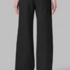 Solid Elastic Waist Wide Leg Pants - Image 5
