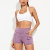 Sporty Solid Pockets Yoga Short Pants - Image 2