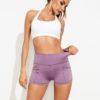 Sporty Solid Pockets Yoga Short Pants - Image 3