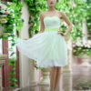 Strapless Sash Bow Lace Up Organza Bridesmaid Dress