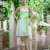 Strapless Sash Bow Lace Up Organza Bridesmaid Dress - Image 3