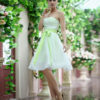Strapless Sash Bow Lace Up Organza Bridesmaid Dress - Image 6