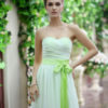 Strapless Sash Bow Lace Up Organza Bridesmaid Dress - Image 9