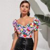 Sweetheart Neck Slim Fit Wrap Floral Top