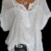Top - Crochet Style Shoulder Floral Embroidered Accents