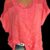 Top - Crochet Style Shoulder Floral Embroidered Accents - Image 4