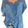 Top - Crochet Style Shoulder Floral Embroidered Accents - Image 5