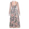 Transparent Long Sleeve Patchwork Print Embroidery Dresses - Image 6