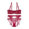 Sexy Embroidery Bra and Panty With Garters 3pcs Sets - Image 2