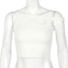 Bandage Hollow Out Ribbed Crop Tops - Image 2