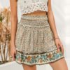 Bohemian Floral Print High Waist Short Skirts