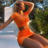 Buttons Long Sleeve Crop Tops Sexy Two Pieces Set - Image 5