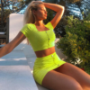 Buttons Long Sleeve Crop Tops Sexy Two Pieces Set - Image 3