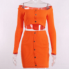 Buttons Long Sleeve Crop Tops Sexy Two Pieces Set - Image 7