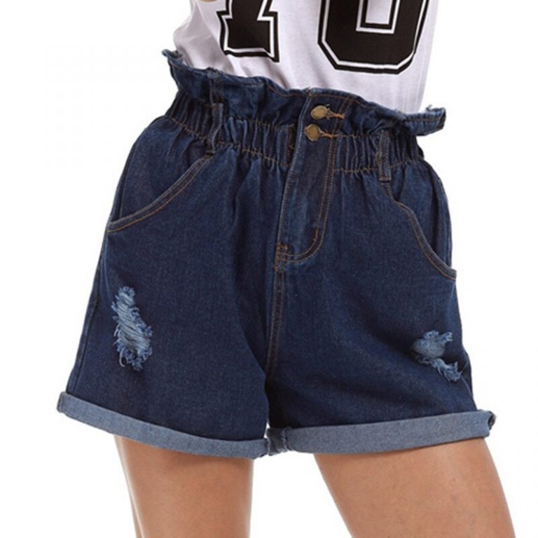 Casual Crimping Denim Holes Ripped Pockets Jeans Shorts - Image 4