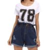 Casual Crimping Denim Holes Ripped Pockets Jeans Shorts