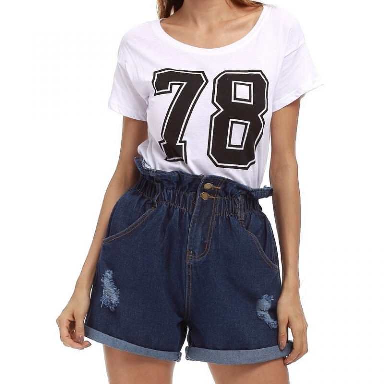 Casual Crimping Denim Holes Ripped Pockets Jeans Shorts