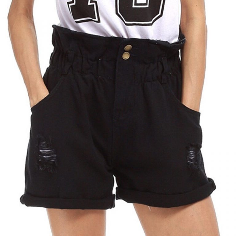 Casual Crimping Denim Holes Ripped Pockets Jeans Shorts - Image 6