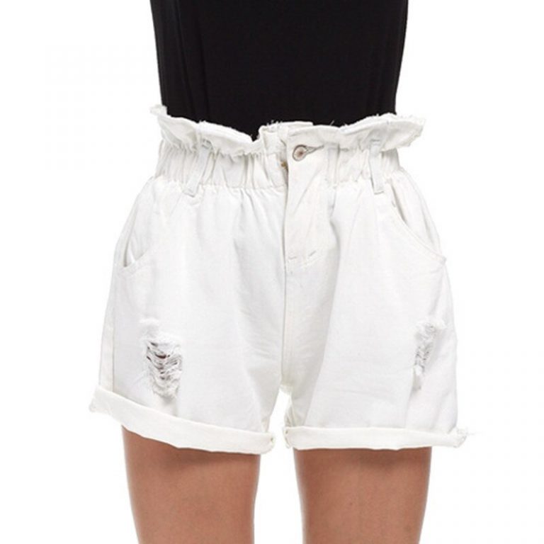 Casual Crimping Denim Holes Ripped Pockets Jeans Shorts - Image 5