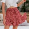 Casual Floral Print High Waist Ruffles Short Skirt