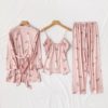 Casual Floral Print Silk Sleepwear Set - Image 2
