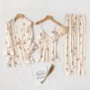 Casual Floral Print Silk Sleepwear Set - Image 3