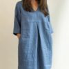 Casual Pleated Half Sleeve V-neck Plus Size Dress