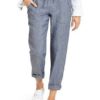 Casual Solid Color Elastic Waist Side Pockets Trouser Pants