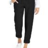 Casual Solid Color Elastic Waist Side Pockets Trouser Pants - Image 3